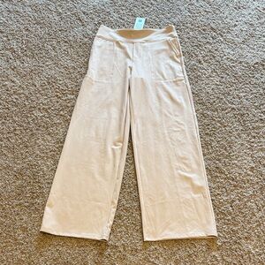 Cream Wide-Leg Pants